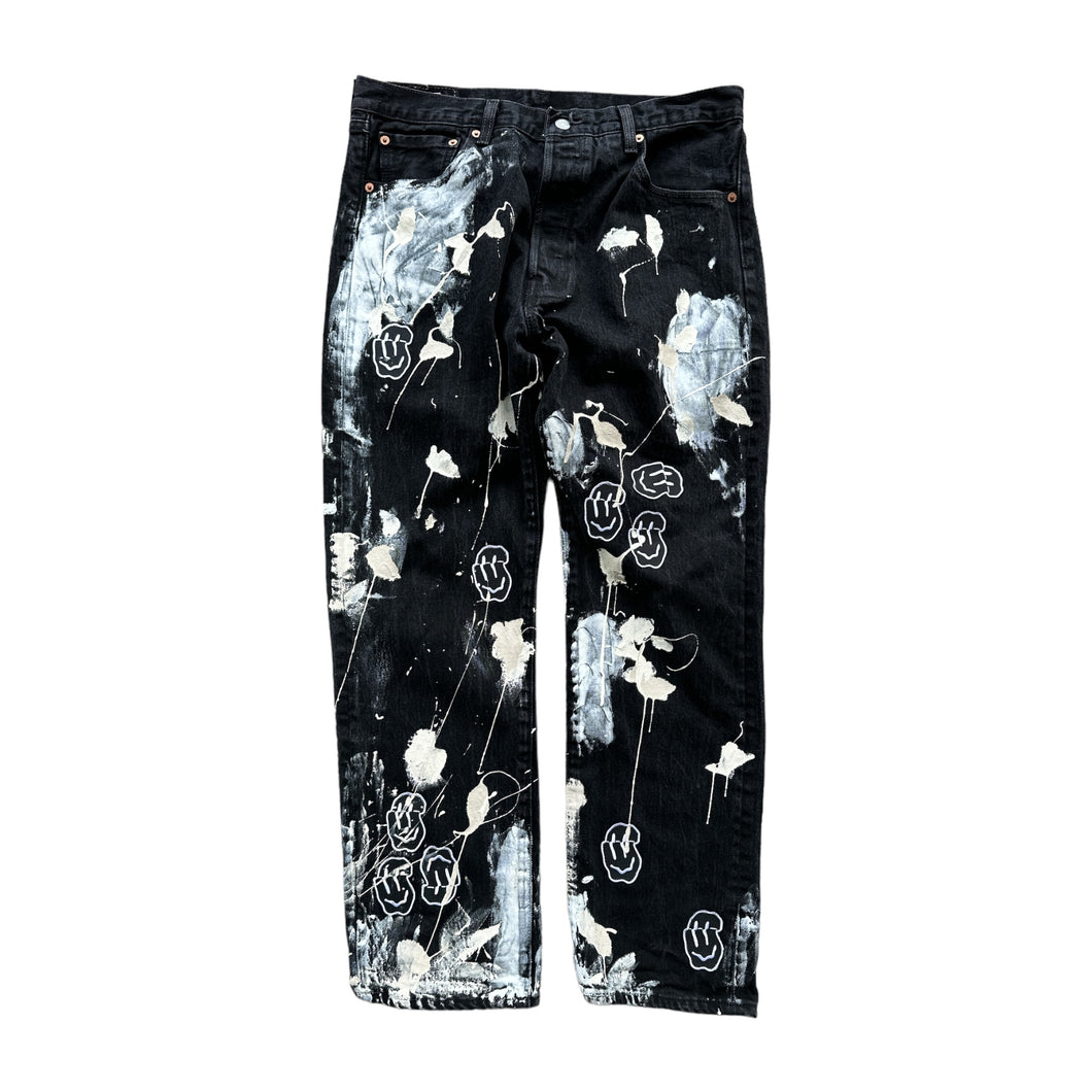 Smiley Patch Pants (Washed Black)